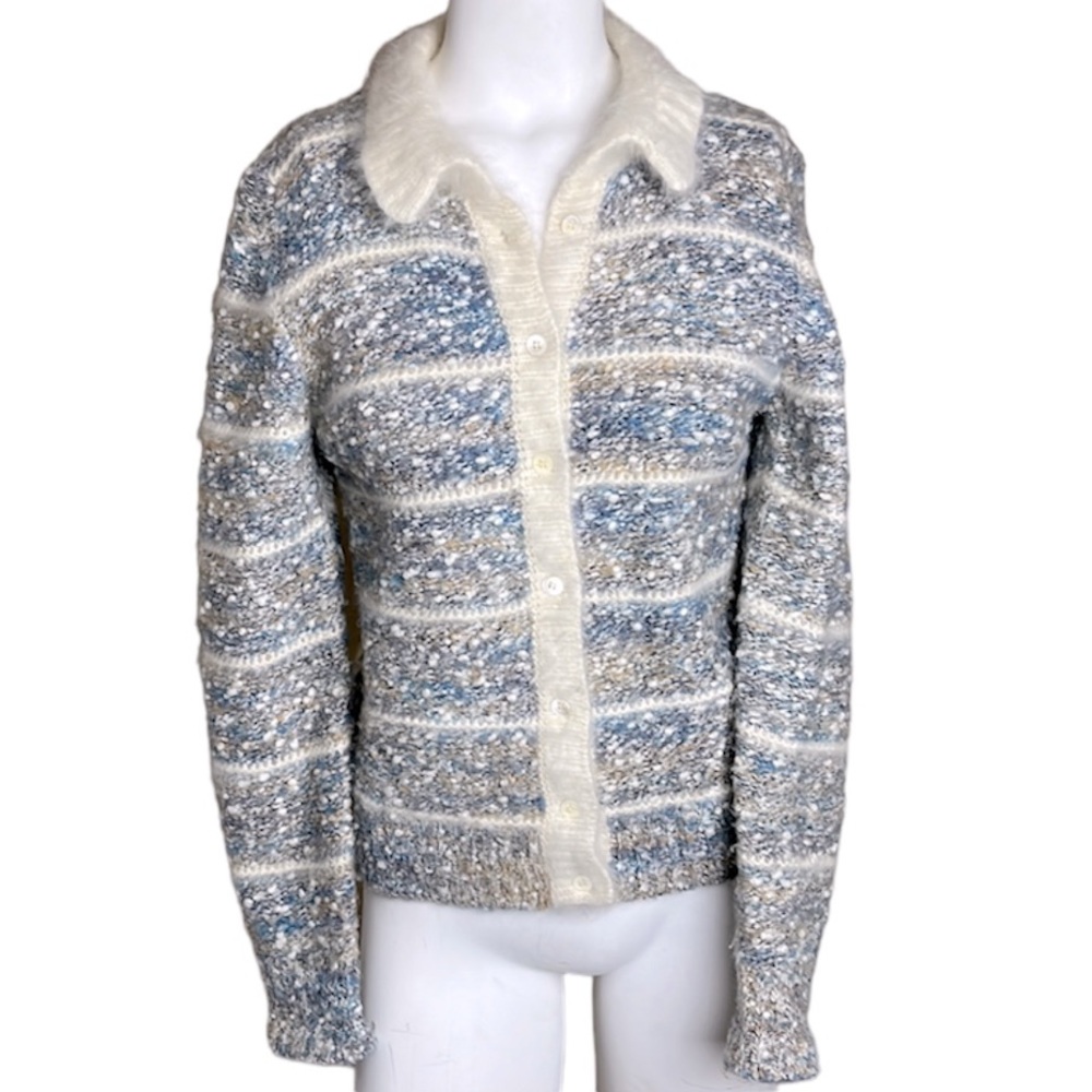 Vintage Sakowitz Collared Angora Cardigan Sz M